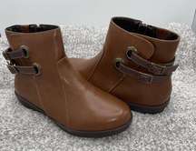 COMFORTVIEW ELLIANA BROWN TRENDY SIDE ZIP FLAT BOOTS 7WW