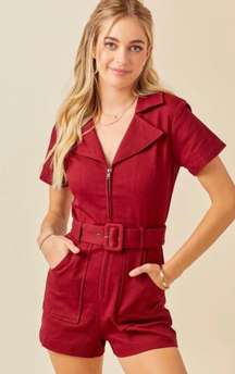 DAY + MOON GAMEDAY BELTED ROMPER (GARNET)