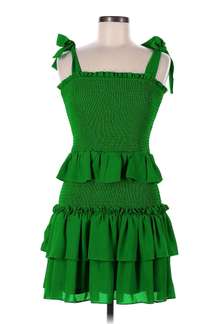 Green ruffled smocked Dress