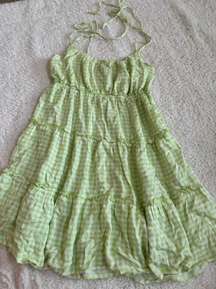 green gingham dress