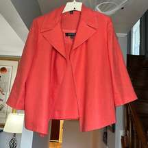 Coral Linen Jacket With Matching Sleeveless Shell Sz 12