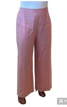 Band of the Free Pink Blush Wide Leg Linen Blend Pants Womens L NWT