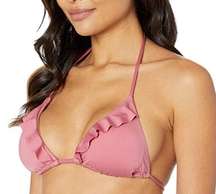 Soluna Under Sun Triangle Ruffle Swim Bikini Top Mulberry Pink Medium NWT