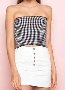 White Denim Mini Skirt