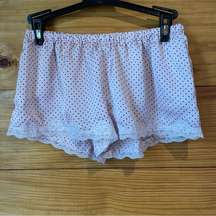 H&M Pink & Black Polka Dot Lace Trim Lounge Sleep Shorts Small