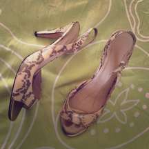 Kate Spade Cream Snake skin open toe sandal heels