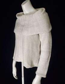 Seek the Label Cream & White Cowl Neck Sweater (S)