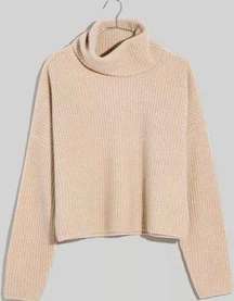 Madewell Resourced Cashmere Turtleneck Cropped Ribbed Sweater Tan Size Medium