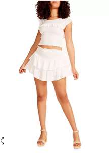 White Ruffle  Skort