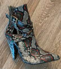 Snakeskin Heeled Booties