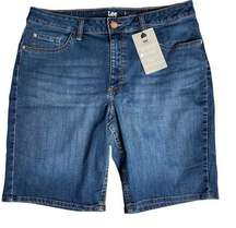 Lee Riders Women's 10" Rise Bermuda Jean Shorts Size 14 M  Medium Wash 9" Inseam