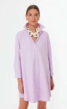 NWT Tuckernuck POMANDER PLACE Oxford Harris in Lavender Purple Shirt Dress XXL