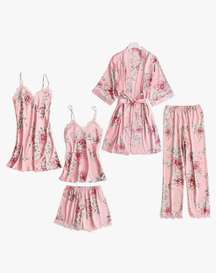 5 Piece Floral Pajama Loungewear Set