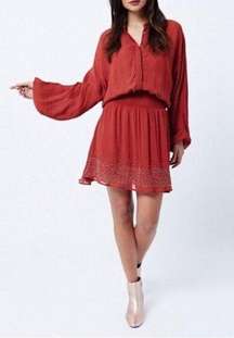 Chloe Oliver Beaded Rust Dress XS Oversized Dolman Sleeve