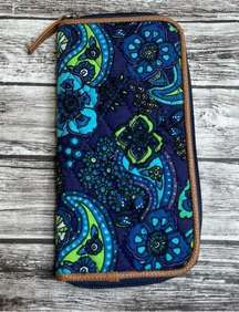 Minicci Women's Quilted Paisley Zippered Wallet Purple Blue Lime Green Brown Zip