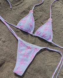 White With Pink Bows Bikini Set