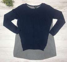 Crewneck Navy Gray Color-block hi-lo Sweater