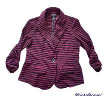 SOHO Apparel Ltd. Women's Medium Maroon and Black Striped Blazer