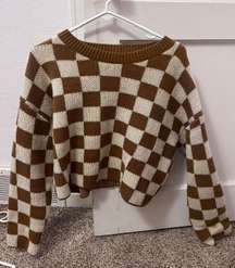 Cropped Checkered Sweater