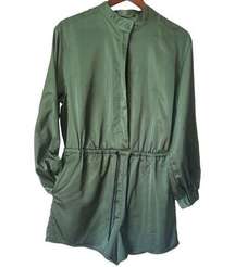 HUNTER for Target Womens Satin Utility Romper in Olive Green