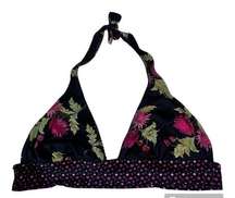 Coco Reef Women's 36/38 Black Floral Halter Tie Bikini Top