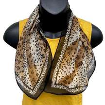 VTG 80s Liz Claiborne Silk Cheetah Square Scarf Sheer Women’s 20.5”x20.5” Brown