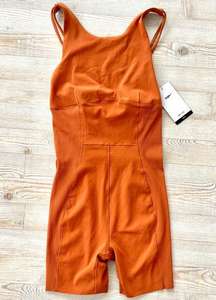 New Nike Yoga Dri-Fit Luxe 5" Jumpsuit | Dark‎ Russet Orange Size M