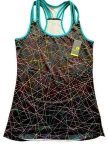 Xersion Black with Neon‎ Stripes Athletic Racerback Tank Top Size ST