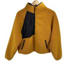 Joy Lab Women Sherpa sweatshirt pullover half zip Long Sleeve High Neck Yellow S