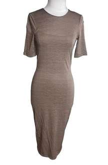 Kimberly Ovitz bodycon midi dress neutral Sz S