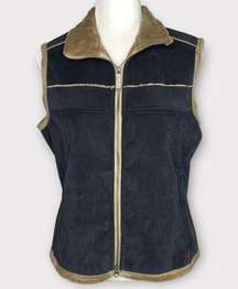 Woolrich Corduroy Faux Fur Lined Vest (Black/Tan) - Medium