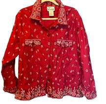 Quacker Factory Jacket Women's Size Large Bandana Red