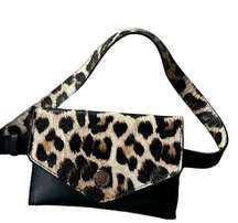 NWT Vince Camuto Envelope Purse Bag With Belt Leopard Animal Print Fanny