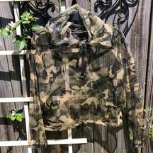 Mesh Camo Cinched Cropped Hoodie S