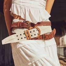 Free People NWOT Canvas and leather trim belt size s/m