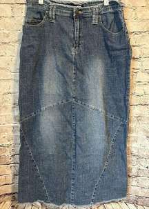 LIPS Y2K Vintage Jean Denim Patched Midi Modest Women’s Skirt 14