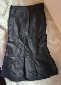 Leather Knee Length Skirt