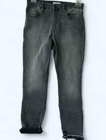 Good American Good Legs Crop, distressed  stretch grey denim size 12/31