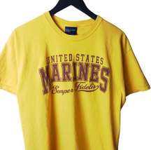 United States Marines Semper Fidelis T Shirt USMC Vintage Y2K Yellow Medium M