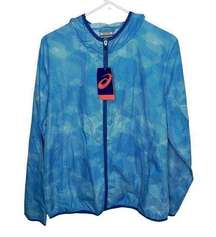 Asics blue windbreaker hood NWT