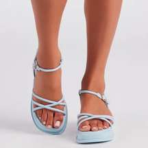 NWT Windsor Light Blue Strappy Wedge Sandals