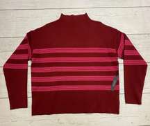 NEW  Maroon Mock Neck Stripe Sweater Size XLarge