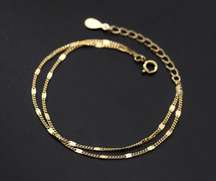 18K Gold Plated Simple Adjustable Double Layer Bracelet for Women