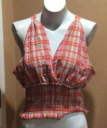 Pilcro plaid sleeveless blouse nwt