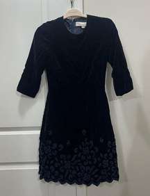 Vintage Oscar De La Renta Blue Velvet Dress Size 10 US