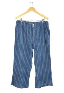 | Wide Leg Crop Denim High Waisted Pant Sz. 12, Linen Feel