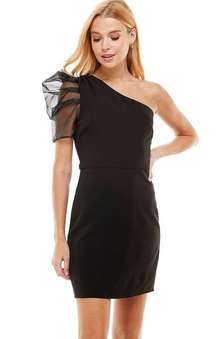 One Shoulder Black Mini Dress