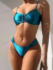 Blue Metallic Bikini Set