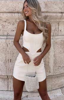 dress mini cut out denim jeans cream summer vacation blogger