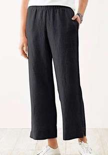 J Jill • Love Linen pants black wide leg cropped relaxed loose fit lagenlook